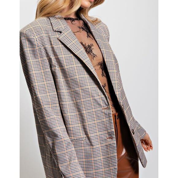 New with Tags Easel Fran Plaid Oversized Blazer SZ S - Picture 3 of 16